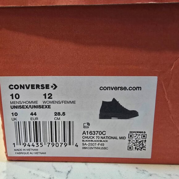 CONVERSE MENS'S CHUCK 70 MID CHUKKA NATIONAL SUEDE BLACK A16370C SIZE US 10 NEW - Picture 11 of 16